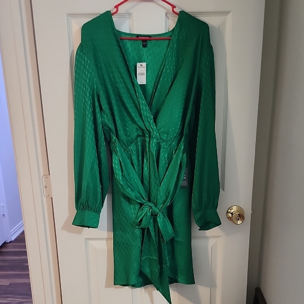 Express Emerald Satin Dress